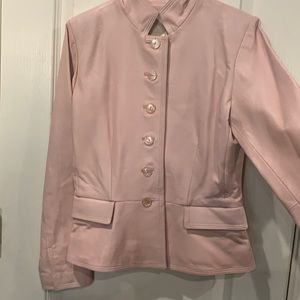 NEW Pink Leather Jacket Margaret Godfrey 4
